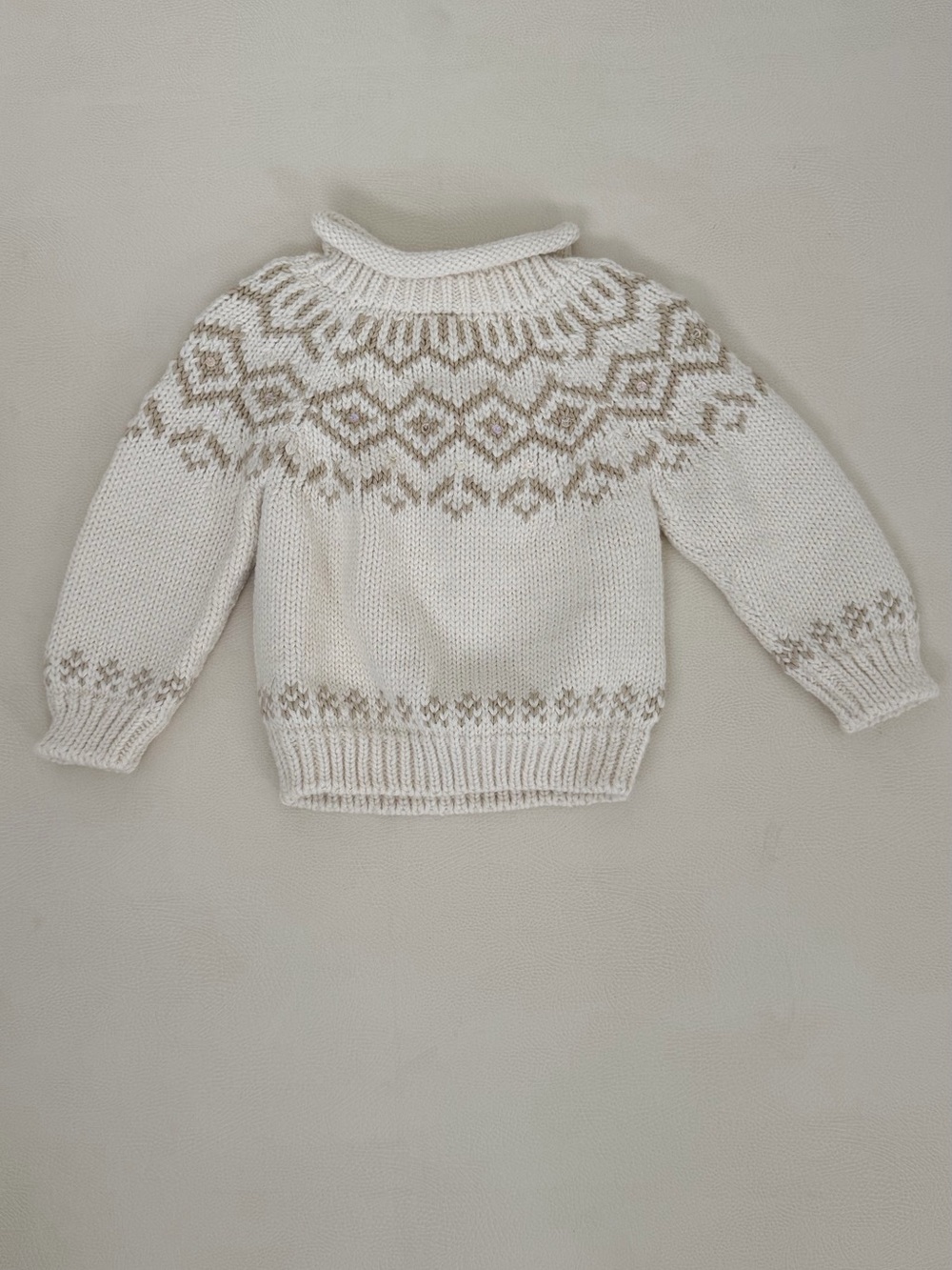 Wild Wawa Cream Fair Isle Knit Pullover Sweater NWOT 12-24M